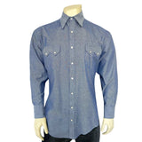 Rockmount Ranch Ware Men's Blue Pima Cotton Herringbone Western Shirt - Rockmount Clothing - Flyclothing LLC