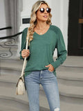 V-Neck Lantern Sleeve T-Shirt - Trendsi - Flyclothing LLC