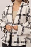 HYFVE Plaid Long Sleeve Jacket with Side Slit Pockets - Trendsi - Flyclothing LLC