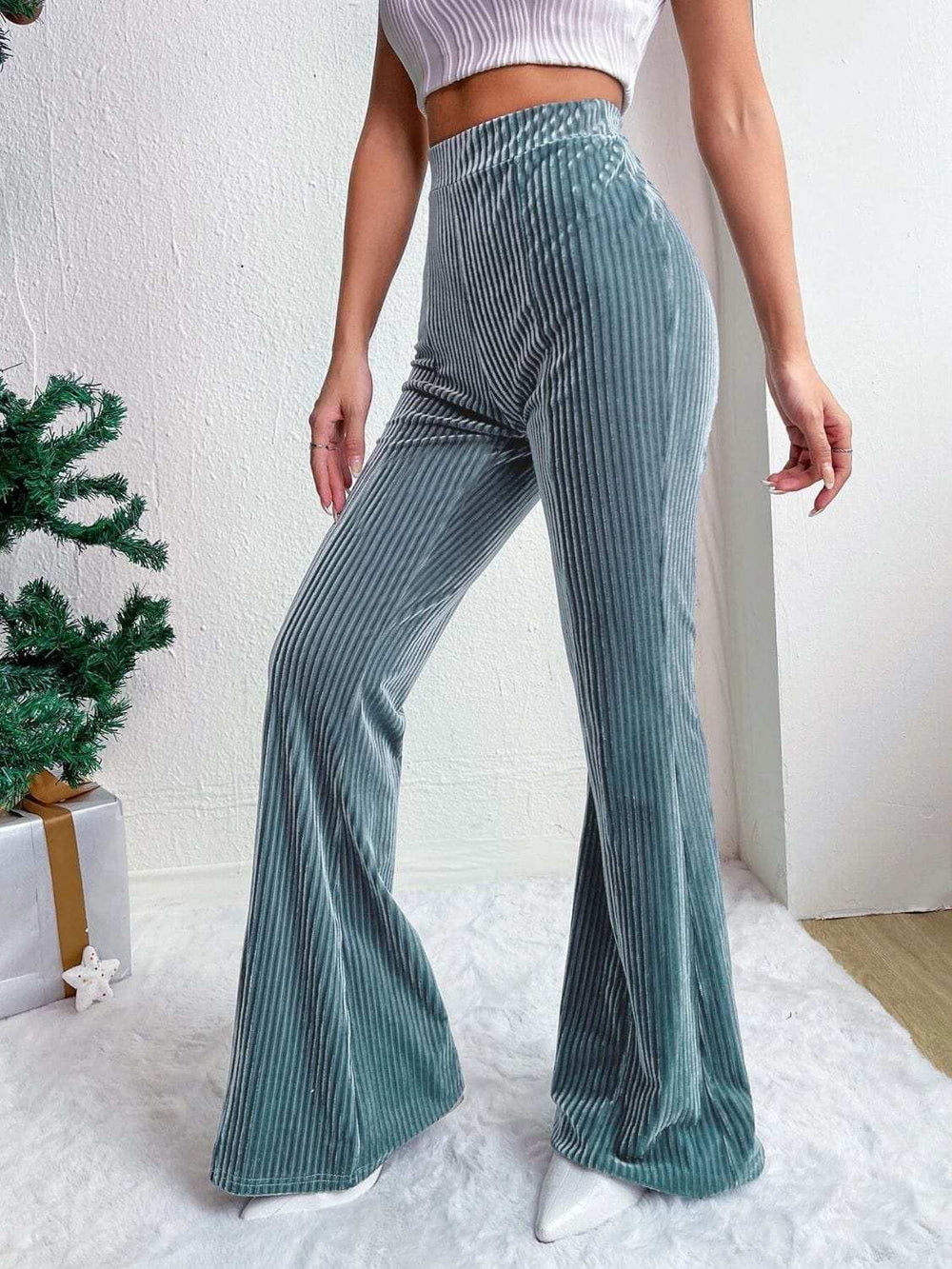 High Waist Flare Pants - Trendsi - Flyclothing LLC