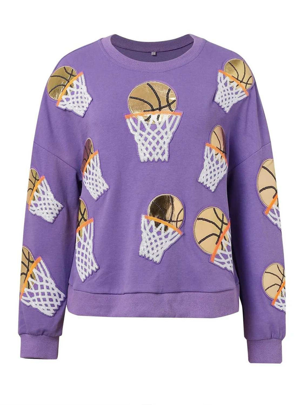 Basketball Round Neck Long Sleeve Sweatshirt - Trendsi - Flyclothing LLC