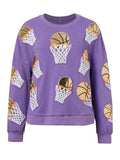 Basketball Round Neck Long Sleeve Sweatshirt - Trendsi - Flyclothing LLC