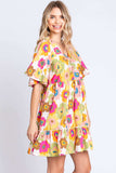 GeeGee Floral V-Neck Ruffle Hem Mini Dress - Trendsi - Flyclothing LLC
