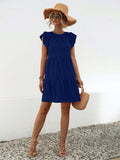 Ruffled Round Neck Cap Sleeve Mini Dress - Trendsi - Flyclothing LLC