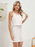 Eyelet Scoop Neck Sleeveless Dress - Trendsi - Flyclothing LLC