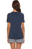 Striped Short Sleeve Top and Shorts Lounge Set - Trendsi - Flyclothing LLC
