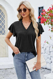 V-Neck Flutter Sleeve T-Shirt - Trendsi - Flyclothing LLC