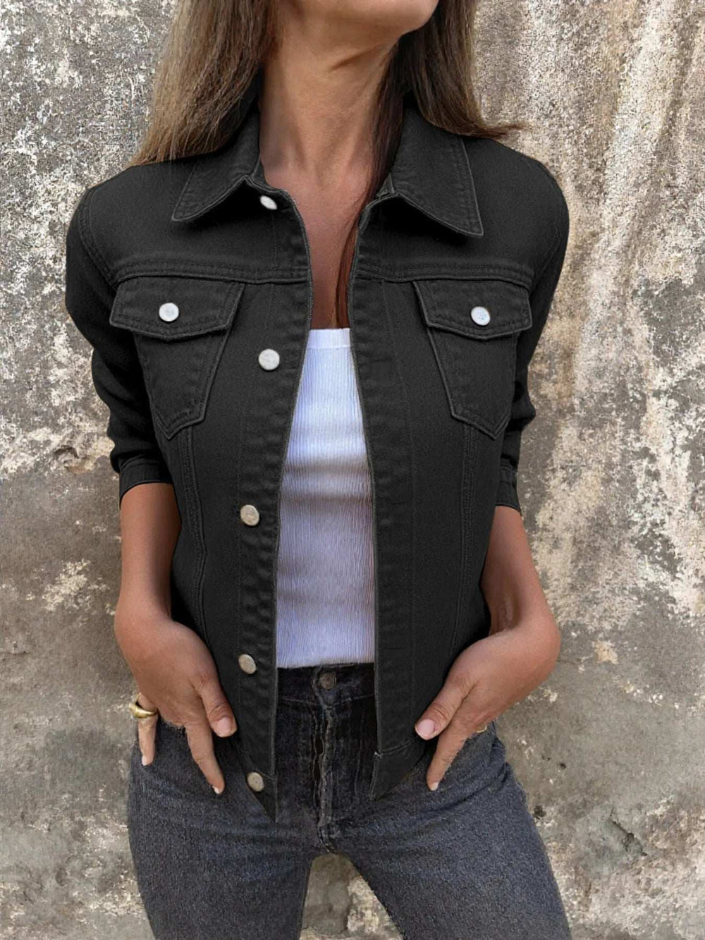 Button Front Closure Denim Jacket - Trendsi - Flyclothing LLC