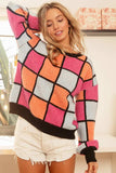 BiBi Multi Color Checker Pattern Sweater - Trendsi - Flyclothing LLC