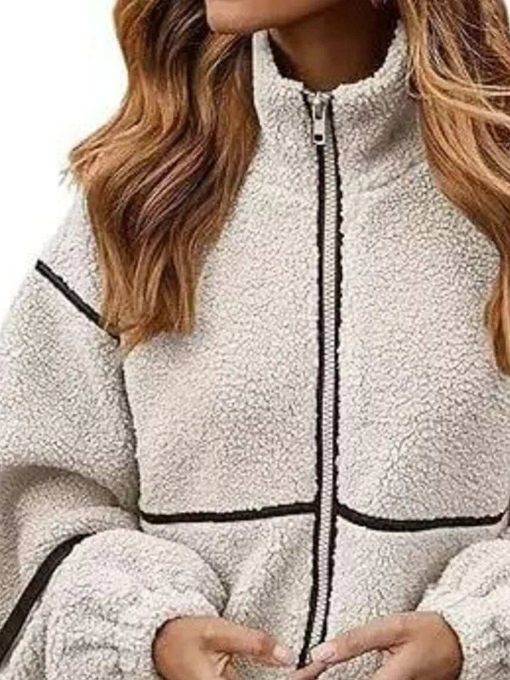 Cozy Sherpa Fleece Zip-Up Jacket - Trendsi - Flyclothing LLC