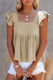 Full Size Ruffled Square Neck Cap Sleeve Blouse - Trendsi - Flyclothing LLC