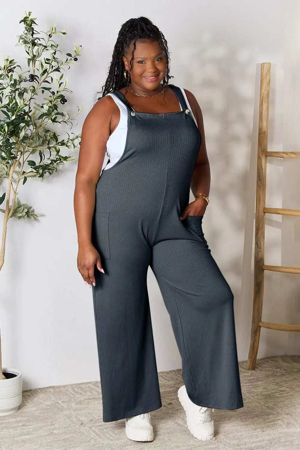Double Take Full Size Wide Strap Overall with Pockets - Trendsi - Flyclothing LLC