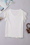 Fringe Printed V-Neck Top - Trendsi - Flyclothing LLC