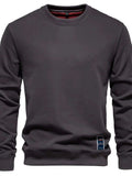 Men's Round Neck Long Sleeve Sweatshirt - Trendsi - Flyclothing LLC