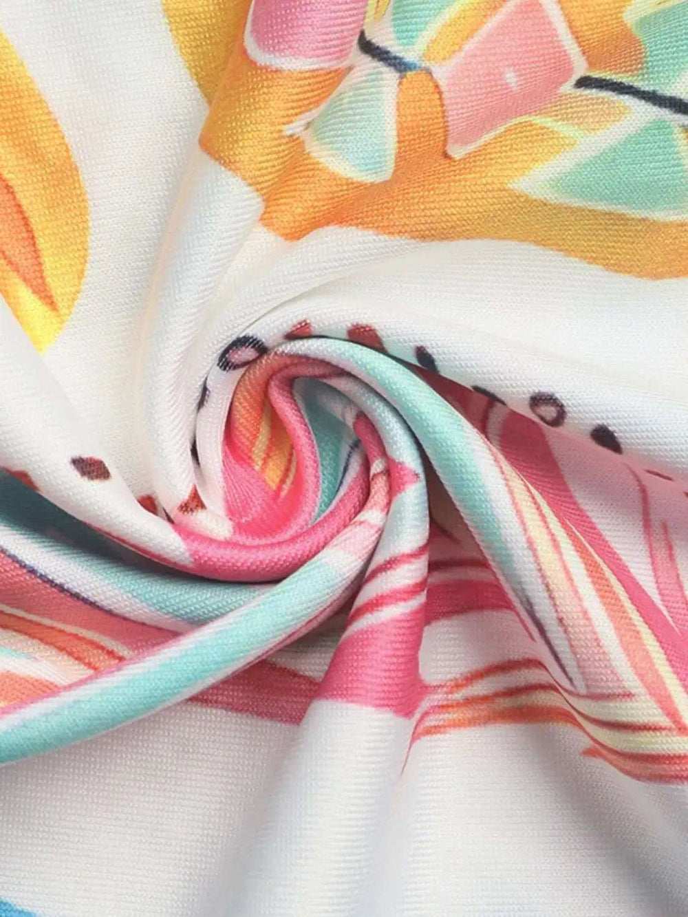 Printed Round Neck Lace Short Sleeve Top - Trendsi - Flyclothing LLC