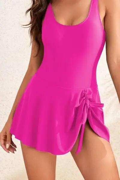 Drawstring Scoop Neck Wide Strap One-Piece Swimwear - Trendsi - Flyclothing LLC