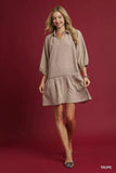 Umgee V-Neck Tiered Mini Dress - Trendsi - Flyclothing LLC