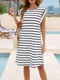 Striped Cap Sleeve Mini Dress - Trendsi - Flyclothing LLC