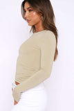 Round Neck Long-Sleeve Top - Trendsi - Flyclothing LLC