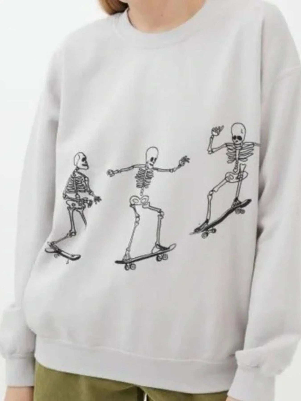 Skeleton Graphic Oversized Sweatshirt - Trendsi - Flyclothing LLC