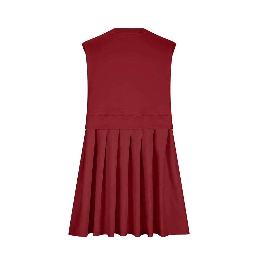 Pleated Round Neck Sleeveless Mini Dress - Trendsi - Flyclothing LLC