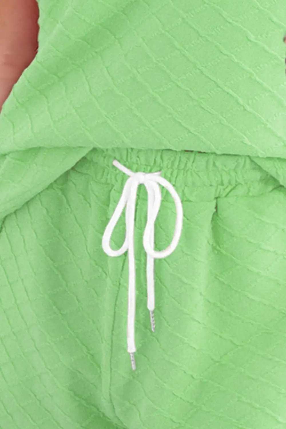 Round Neck Short Sleeve Top and Drawstring Shorts Set - Trendsi - Flyclothing LLC