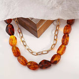 2 Piece Colorful Beaded Chain Necklace - Trendsi - Flyclothing LLC