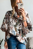 Printed Notched Flounce Sleeve Blouse - Trendsi - Flyclothing LLC