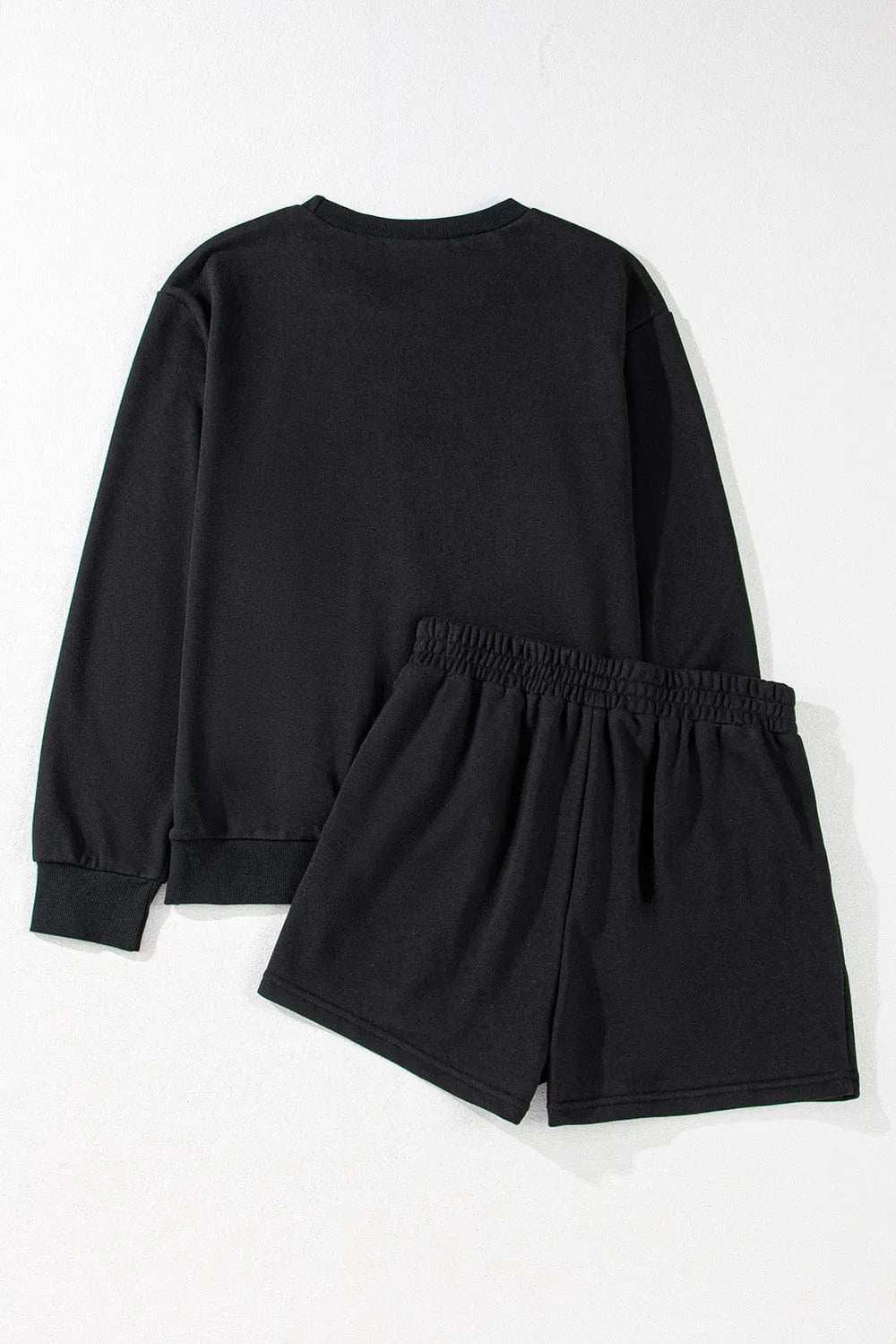 GAME DAY Football Round Neck Long Sleeve Top and Shorts Set - Trendsi - Flyclothing LLC