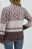 Plus Size Leopard Round Neck Long Sleeve Top - Trendsi - Flyclothing LLC