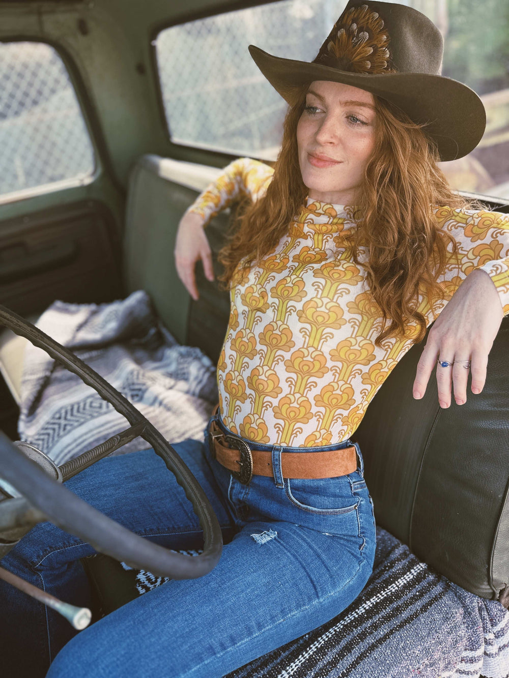 Streets of Gold Golden Yellow Tulip Flower MESH TOP - Lil Bee's Bohemian - Flyclothing LLC