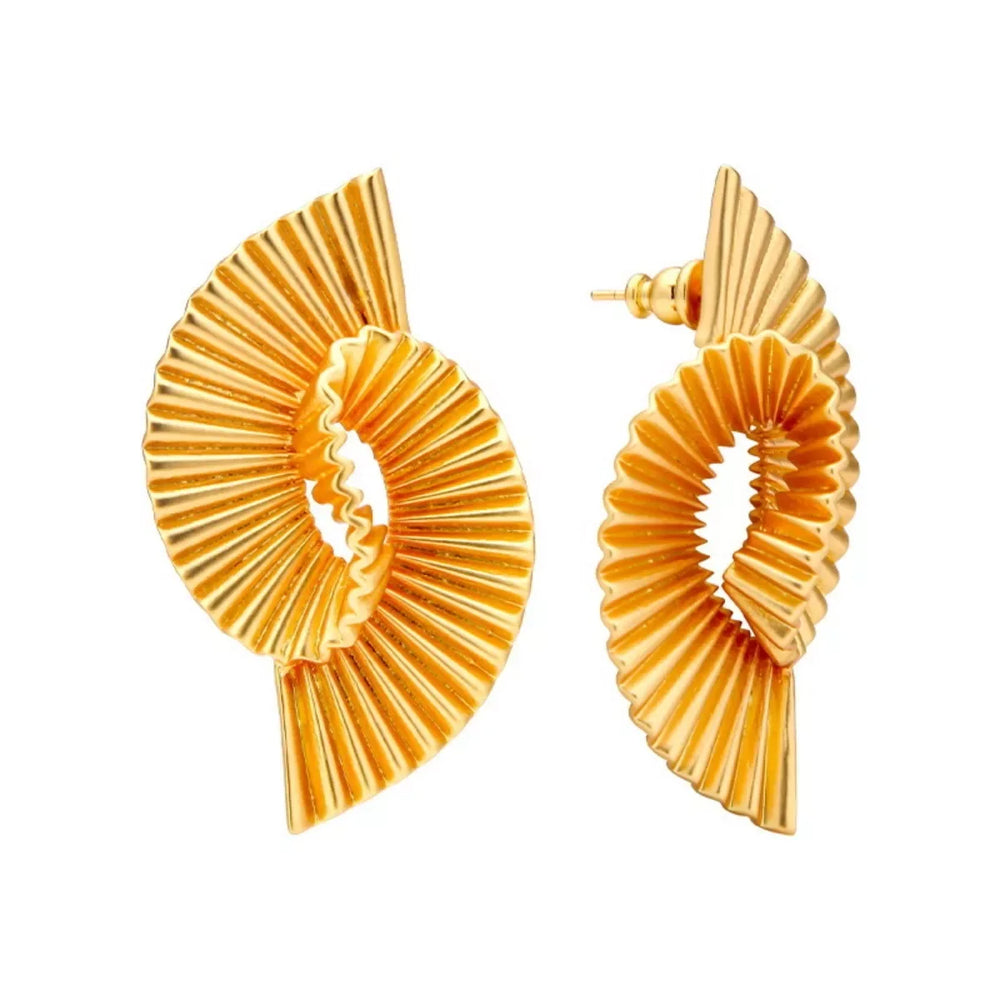 18K Gold-Plated Copper Geometric Spiral Earrings - Trendsi - Flyclothing LLC