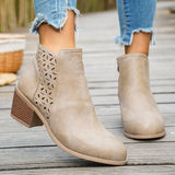 Round Toe Block Heels Boots - Trendsi - Flyclothing LLC