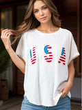 USA Round Neck Short Sleeve T-Shirt - Trendsi - Flyclothing LLC
