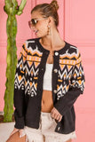 BiBi Ethnic Pattern Button Up Knit Cardigan - Trendsi - Flyclothing LLC