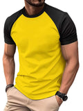 Men's Full Size Round Neck Contrast T-Shirt Plus Size - Trendsi - Flyclothing LLC