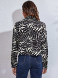 Button Down Printed Cropped Jacket - Trendsi - Flyclothing LLC
