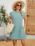 Round Neck Cap Sleeve Mini Dress - Trendsi - Flyclothing LLC