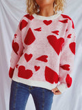 Heart Round Neck Long Sleeve Sweater - Trendsi - Flyclothing LLC