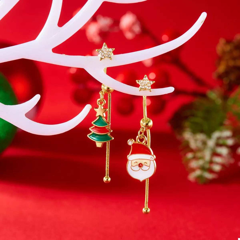 Christmas Santa Asymmetrical Drop Earrings - Trendsi - Flyclothing LLC