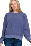 Zenana Soft Fleece Pigment Dye Round Neck Pullover - Trendsi - Flyclothing LLC