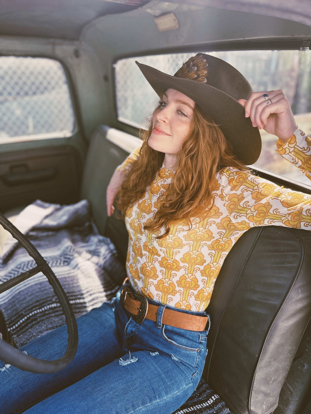 Streets of Gold Golden Yellow Tulip Flower MESH TOP - Lil Bee's Bohemian - Flyclothing LLC