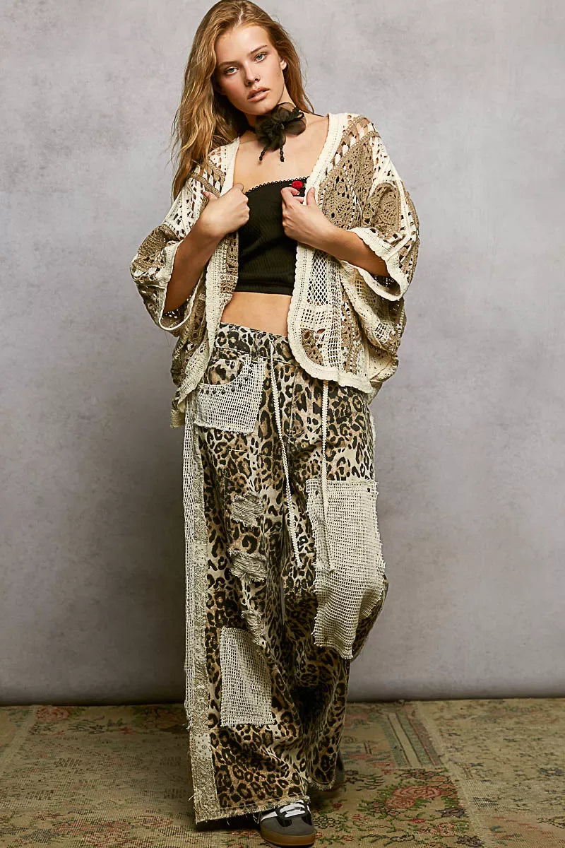 POL Open Front Crochet Cardigan with Scalloped Edge - Trendsi - Flyclothing LLC