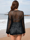 Openwork Dropped Shoulder Long Sleeve Cover-Up - Trendsi - Flyclothing LLC