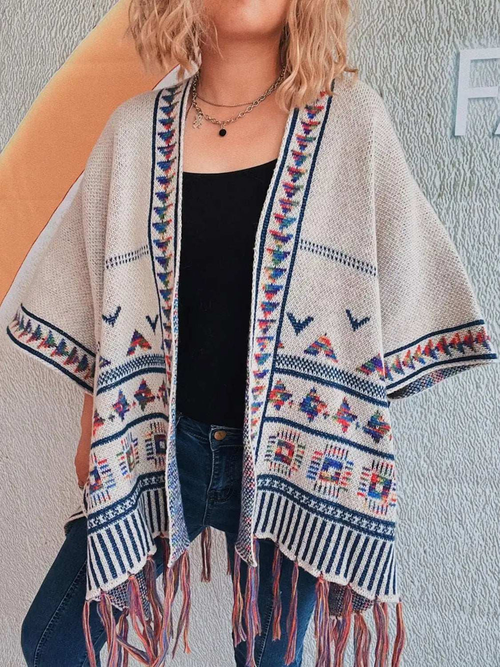 Fringe Open Front Cardigan - Trendsi - Flyclothing LLC