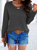 Crisscross V-Neck Long Sleeve T-Shirt - Trendsi - Flyclothing LLC