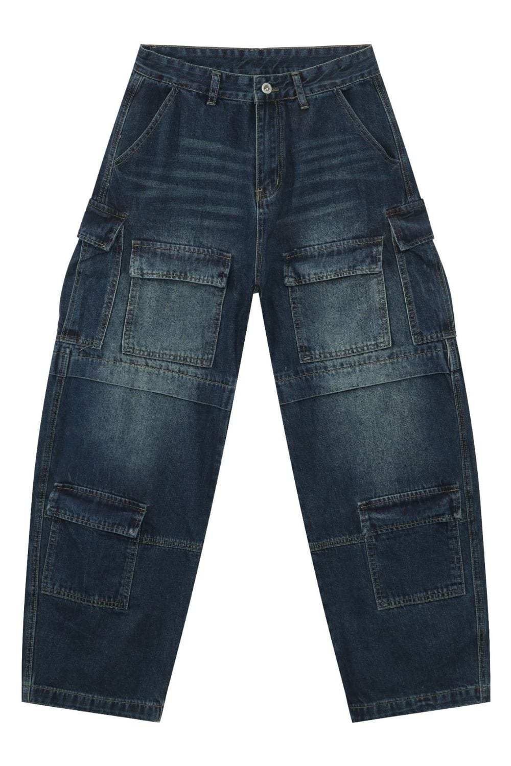 Men's Mid Rise Jeans with Cargo Pockets - Trendsi - Flyclothing LLC