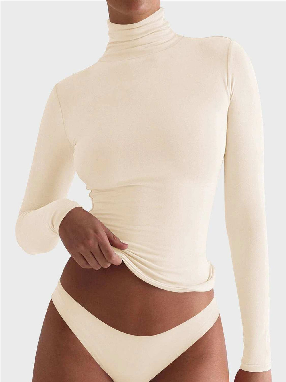 Turtleneck Long Sleeve T-Shirt - Trendsi - Flyclothing LLC