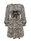 Leopard V-Neck Flounce Sleeve Dress - Trendsi - Flyclothing LLC