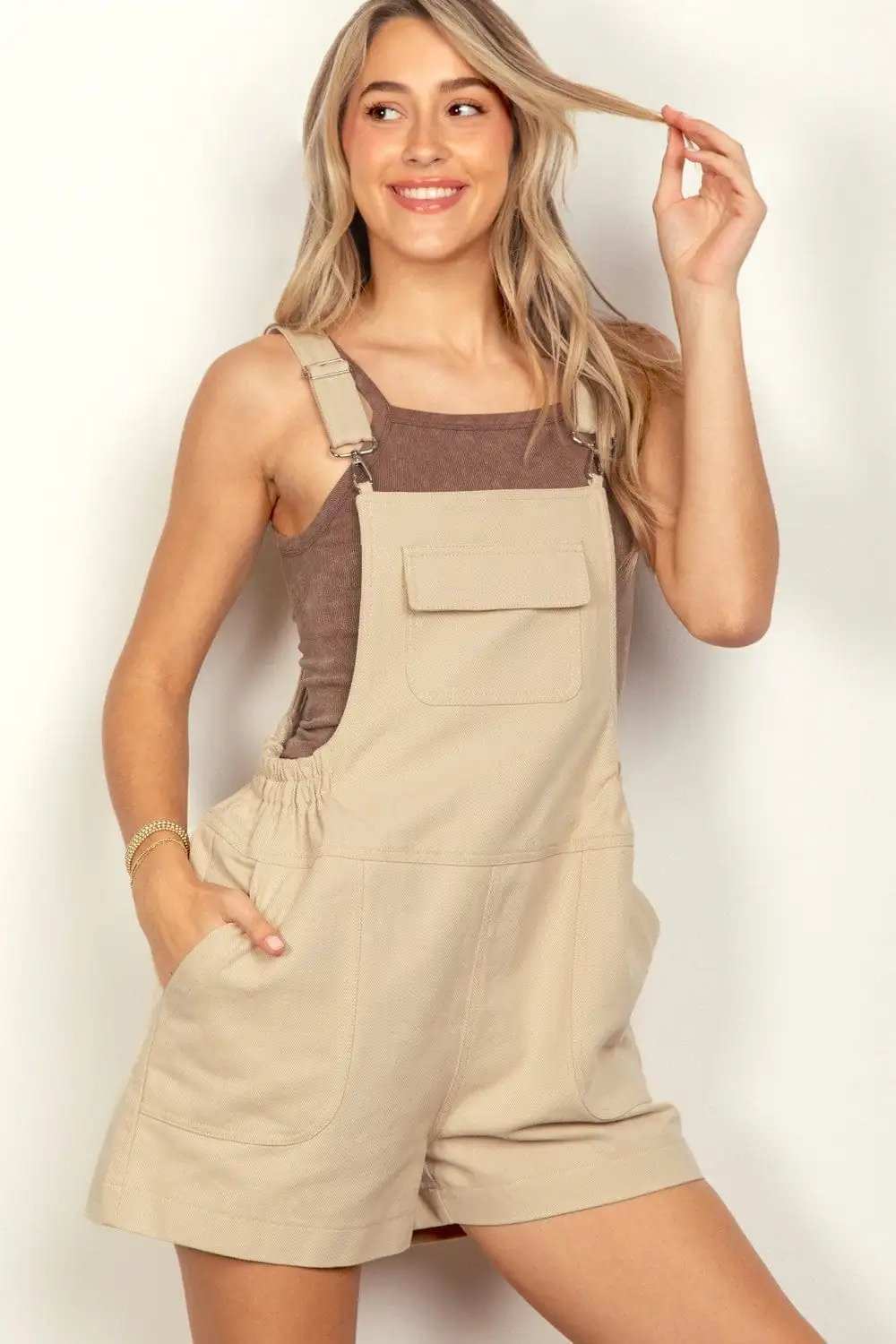 VERY J Adjustable Suspender Overalls with Pockets - Trendsi - Flyclothing LLC